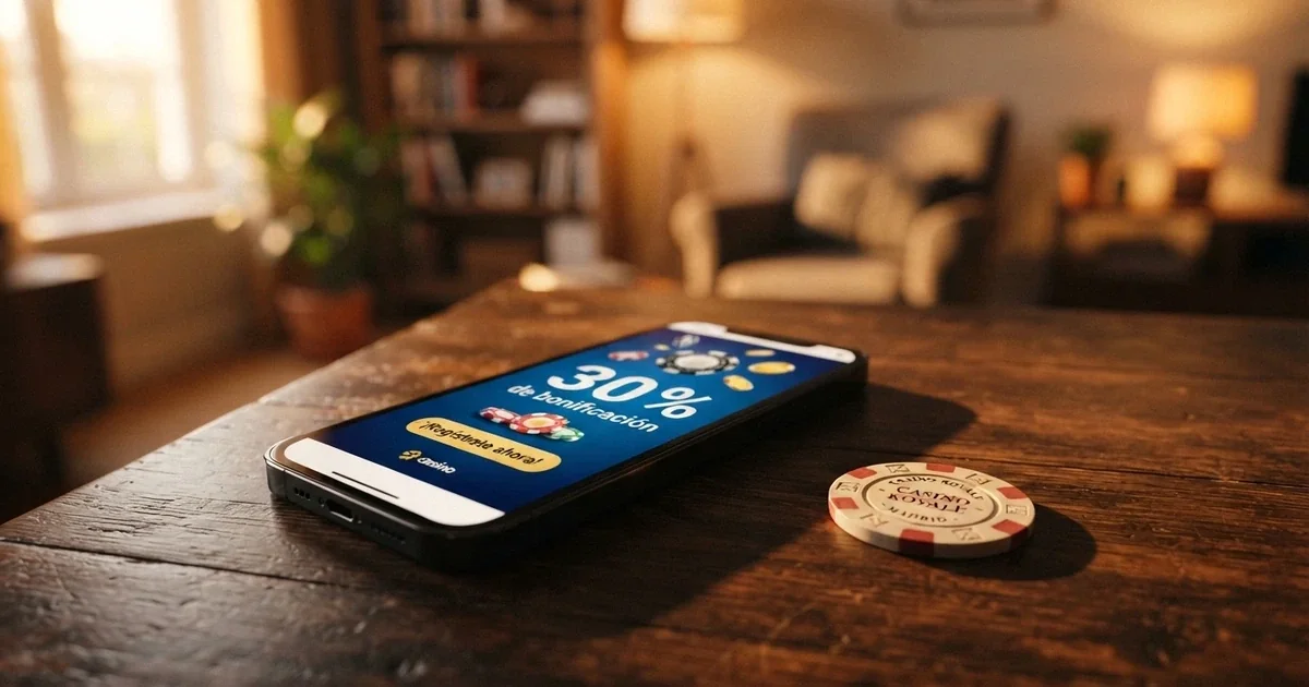 Pantalla de un casino online español mostrando una oferta de bono de bienvenida con el texto «300 % de bonificación»
