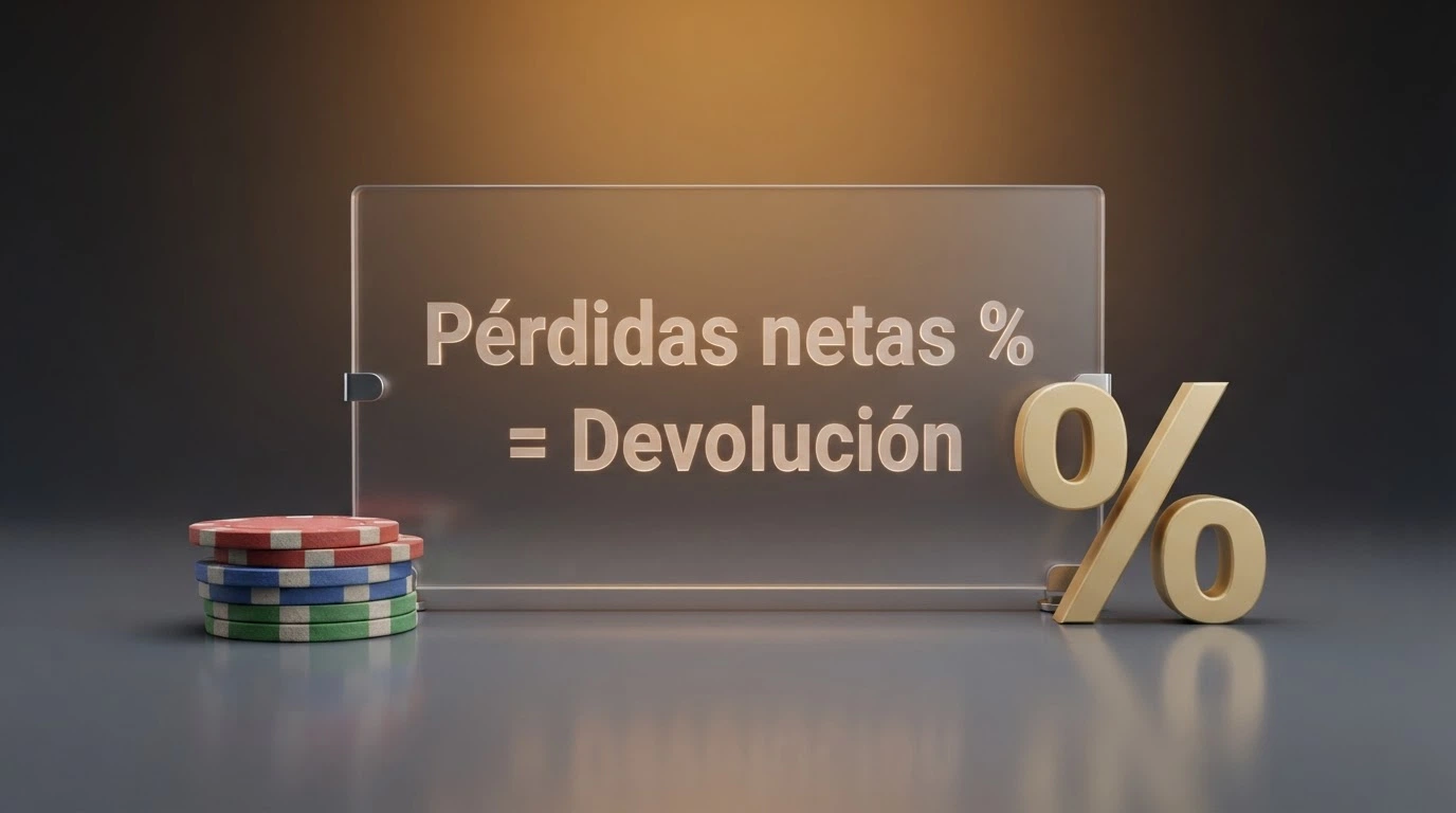 Representación gráfica del cálculo de cashback: pérdidas netas multiplicadas por el porcentaje de reembolso