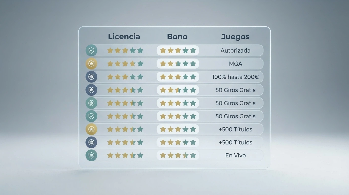 Tabla con los 10 casinos que aceptan Litecoin ordenados por puntuación, mostrando licencia, bono y juegos