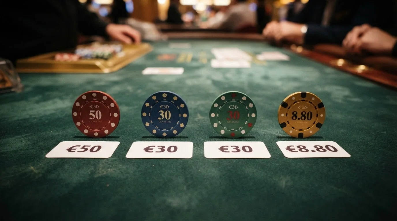 Cuatro tarjetas con los logotipos de casinos y el valor de su bono sin depósito en euros, ordenadas de mayor a menor importe
