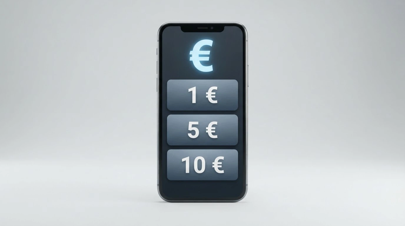 Pantalla de cajero de un casino online mostrando las opciones de depósito con importes desde 5€