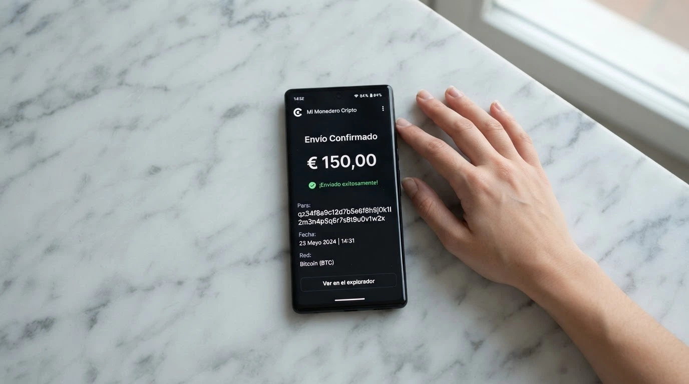 Una cartera digital de criptomonedas mostrando una transacción BCH saliente hacia una dirección de casino