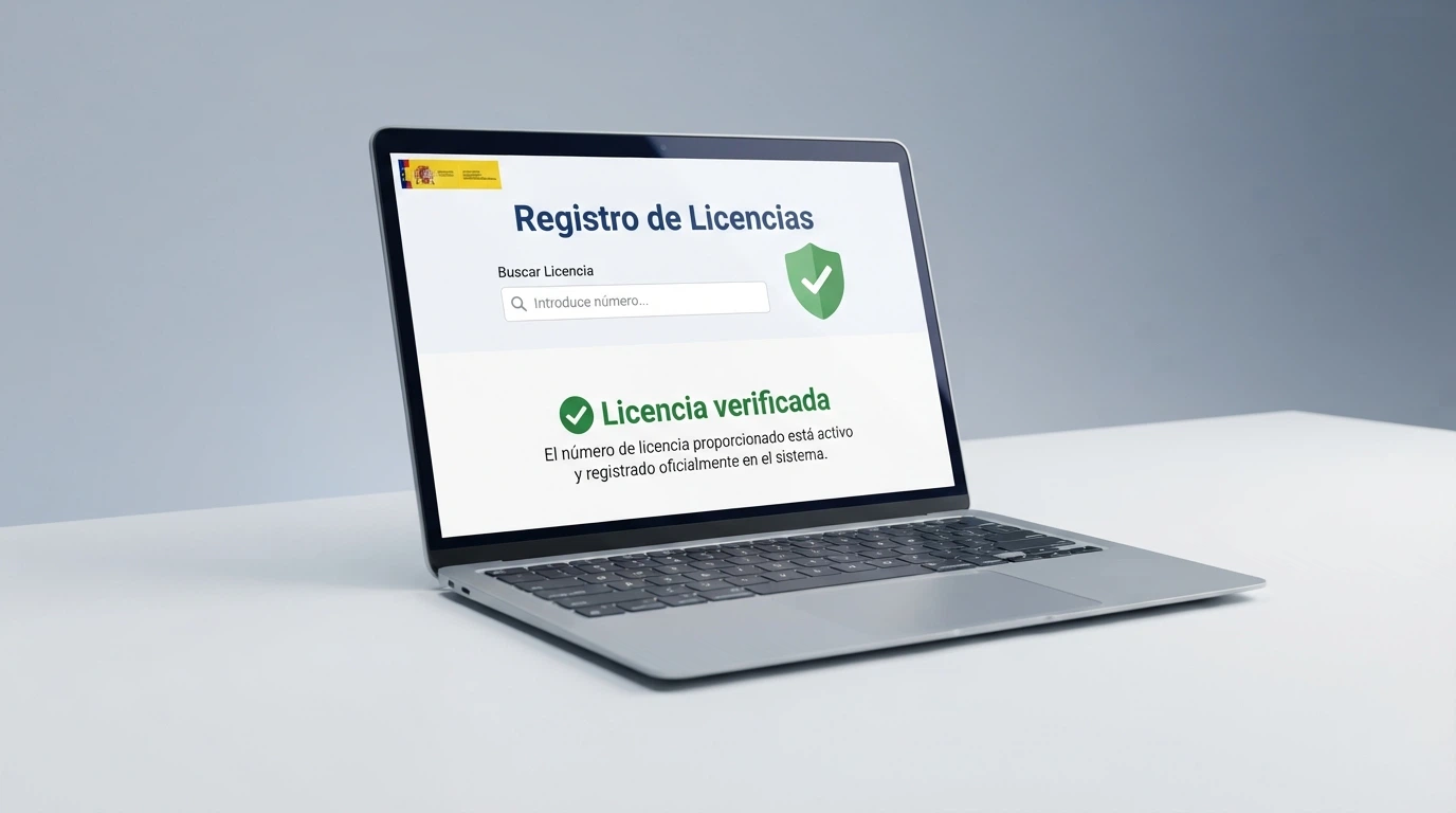 Captura del registro público de licencias de ordenacionjuego.es con el campo «dominio .es» y el sello de la DGOJ visibles