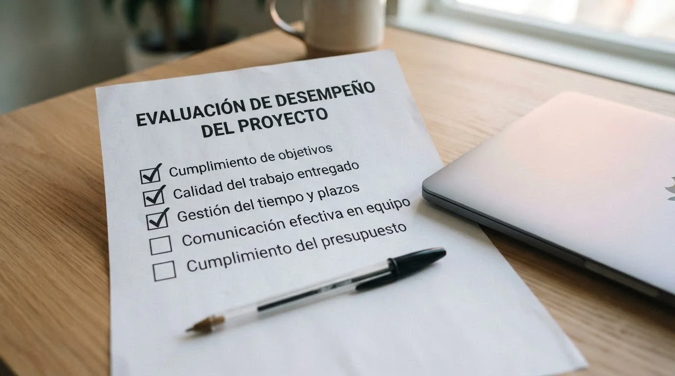 Documento con criterios de evaluación y lista de comprobación sobre una mesa de trabajo, junto a un portátil con el registro de la DGOJ