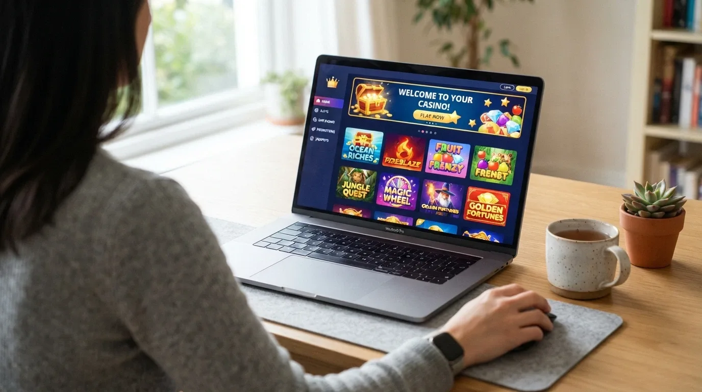 Captura de un listado de casinos online con etiquetas de nuevo lanzamiento y promociones de bienvenida destacadas