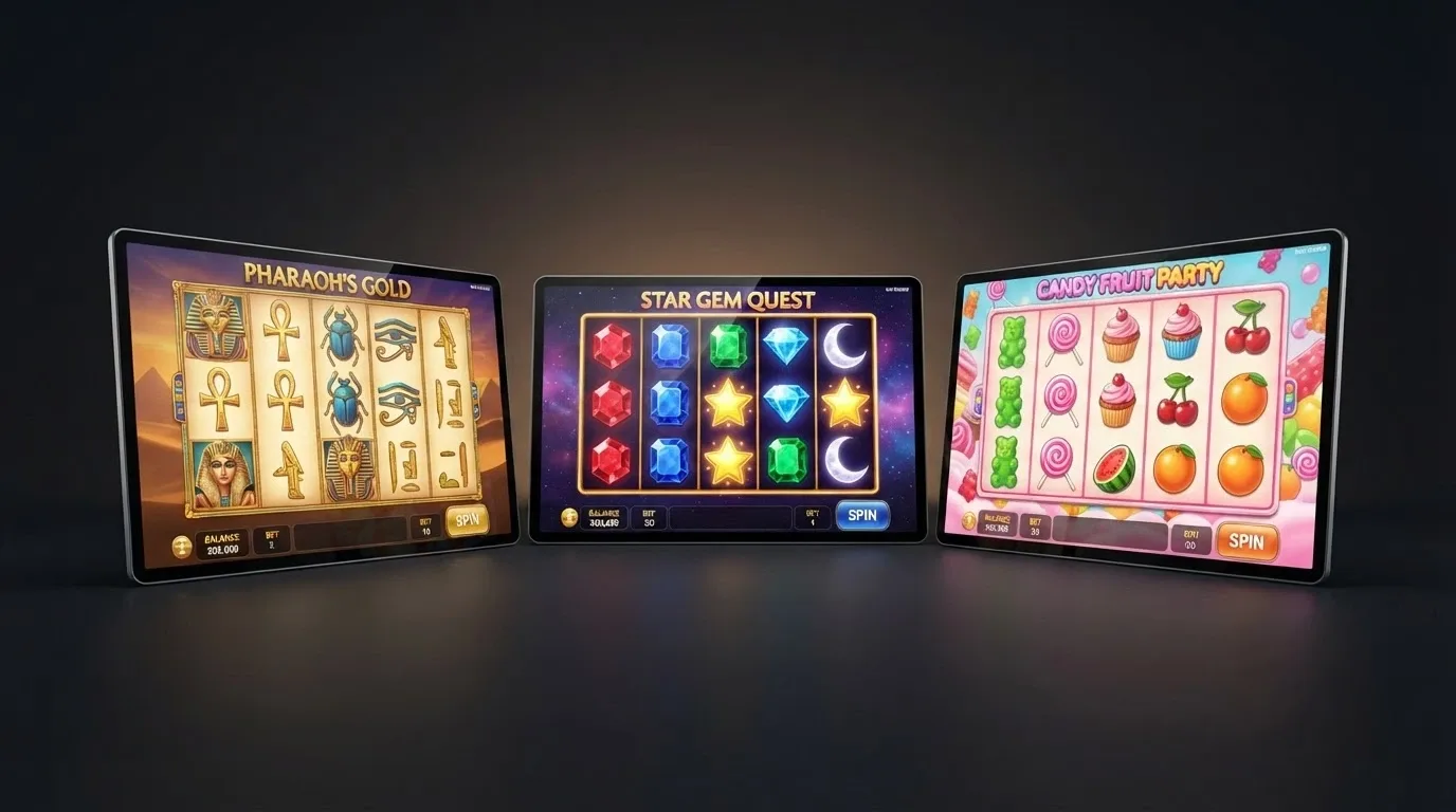 Collage de tres pantallas de slots populares en casinos españoles — Book of Dead, Starburst y Gates of Olympus — con sus cuadrículas de símbolos iluminadas