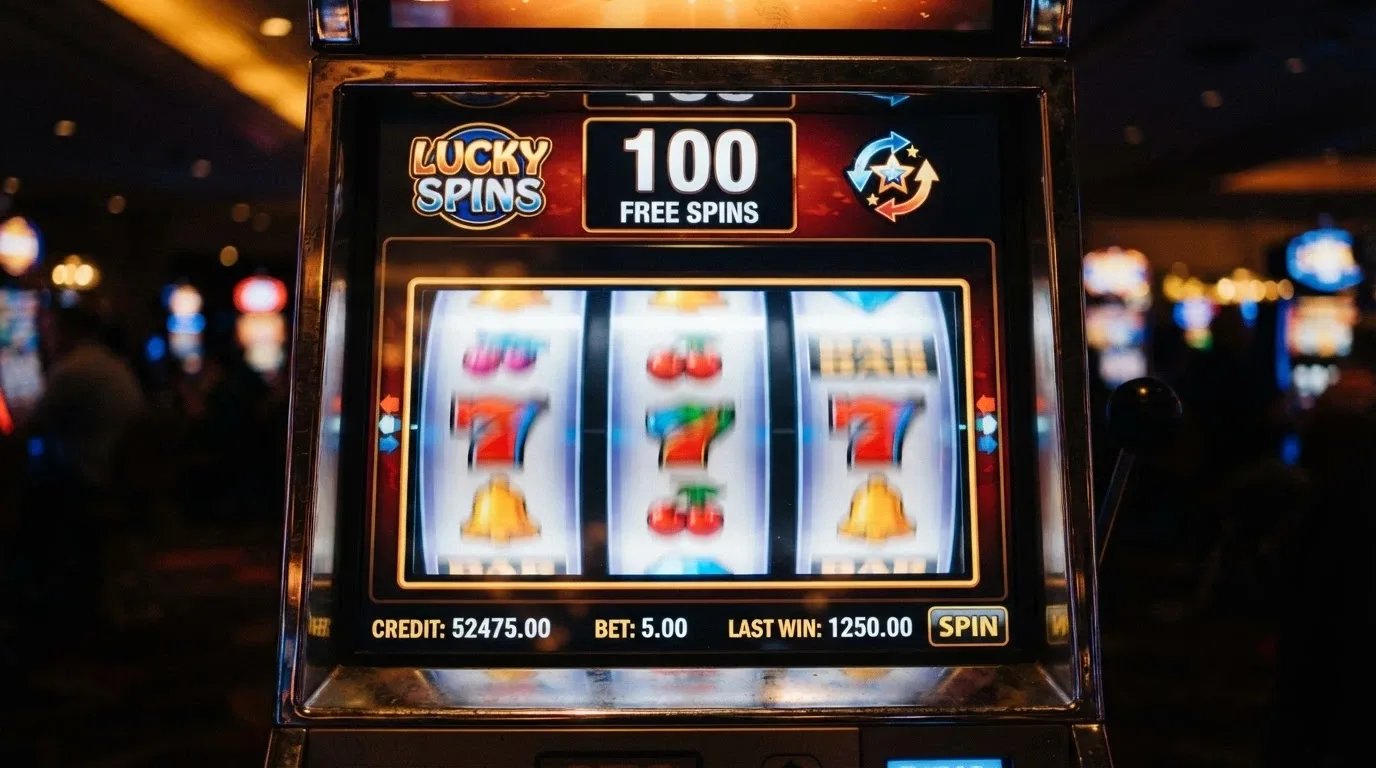Los rodillos girando de una tragaperras online con el contador de tiradas gratis en pantalla y el símbolo de CaixaBank Pay en la esquina superior como método de depósito
